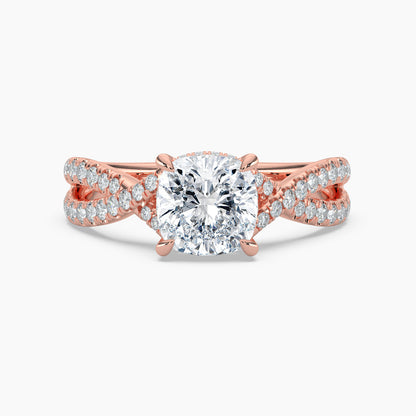 Cushion Cut 3.60 Ct Lab Grown Diamond Double Split Pavé Band Ring - Sterling Silver