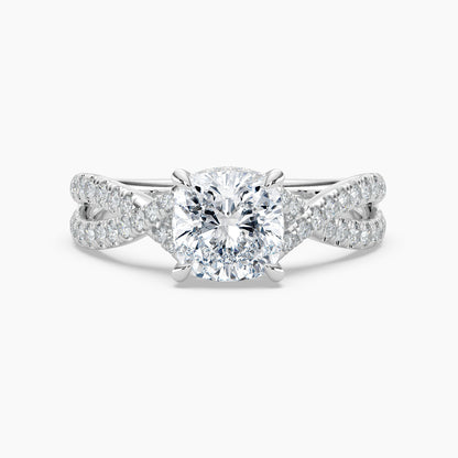 Cushion Cut 3.60 Ct Lab Grown Diamond Double Split Pavé Band Ring - Sterling Silver