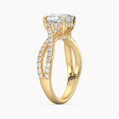 Cushion Cut 3.60 Ct Lab Grown Diamond Double Split Pavé Band Ring - Sterling Silver