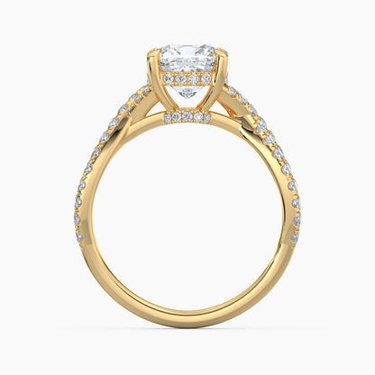 Cushion Cut 3.60 Ct Lab Grown Diamond Double Split Pavé Band Ring - Sterling Silver