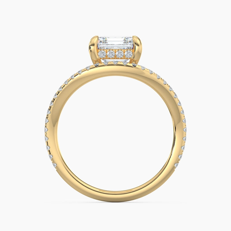 Asscher Diamond Curved Diamond Band Engagement Ring