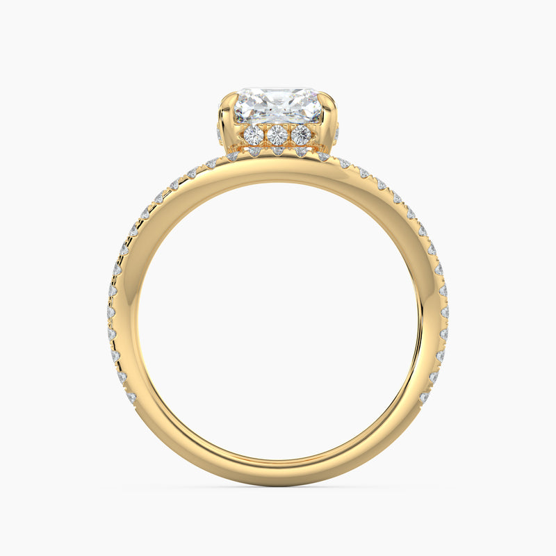 Curved Cushion Diamond Band Engagement Ring