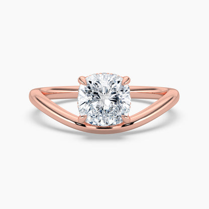 Round Cut 2.20 Ct Lab Grown Diamond V Shape Modern Solitaire Ring - Sterling Silver