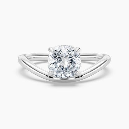 Round Cut 2.20 Ct Lab Grown Diamond V Shape Modern Solitaire Ring - Sterling Silver