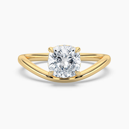 Round Cut 2.20 Ct Lab Grown Diamond V Shape Modern Solitaire Ring - Sterling Silver