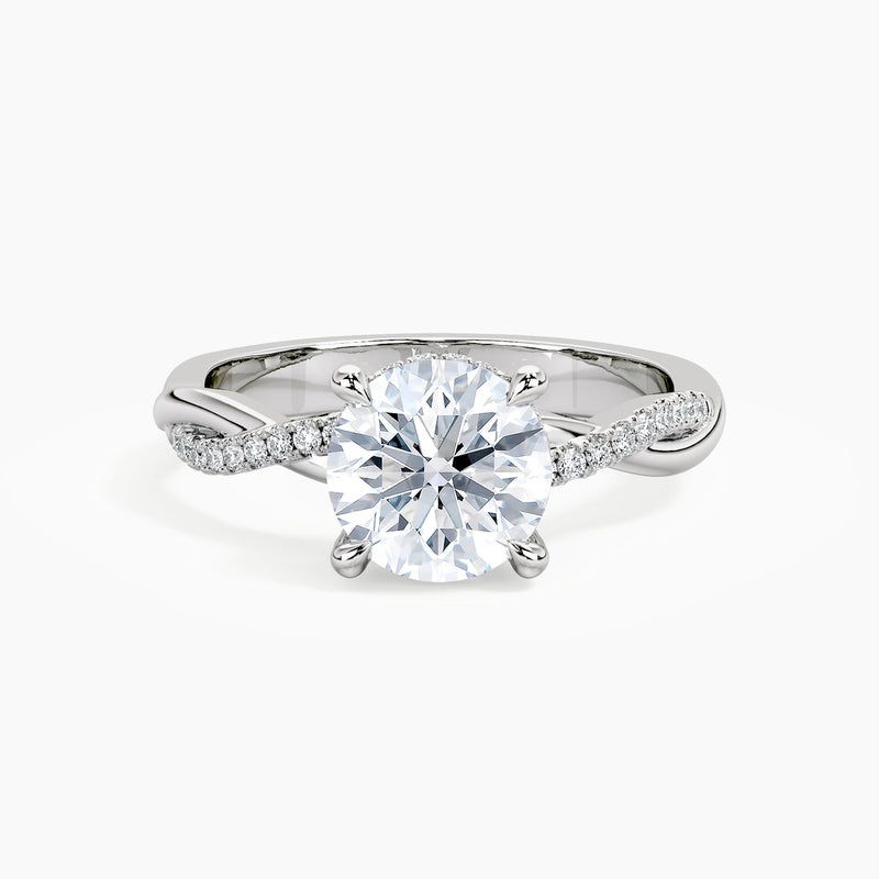 Classic Dainty Twist Round Diamond Hidden Halo Engagement Ring