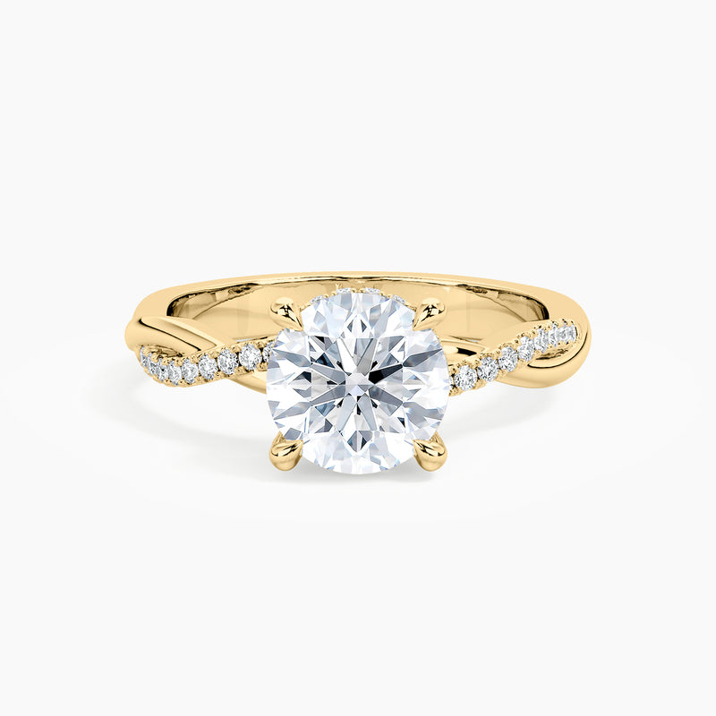 Classic Dainty Twist Round Diamond Hidden Halo Engagement Ring