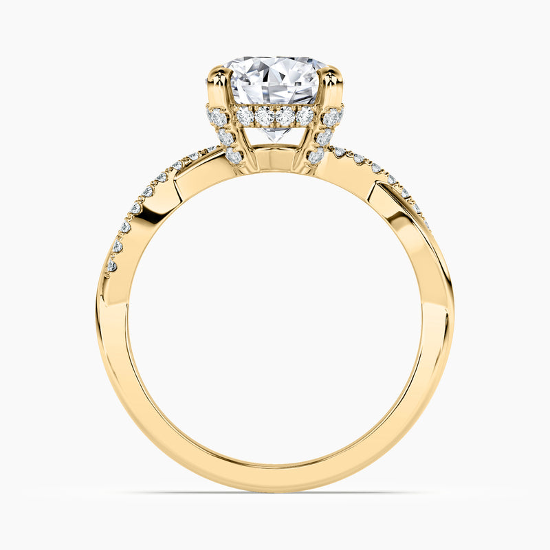 Classic Dainty Twist Round Diamond Hidden Halo Engagement Ring