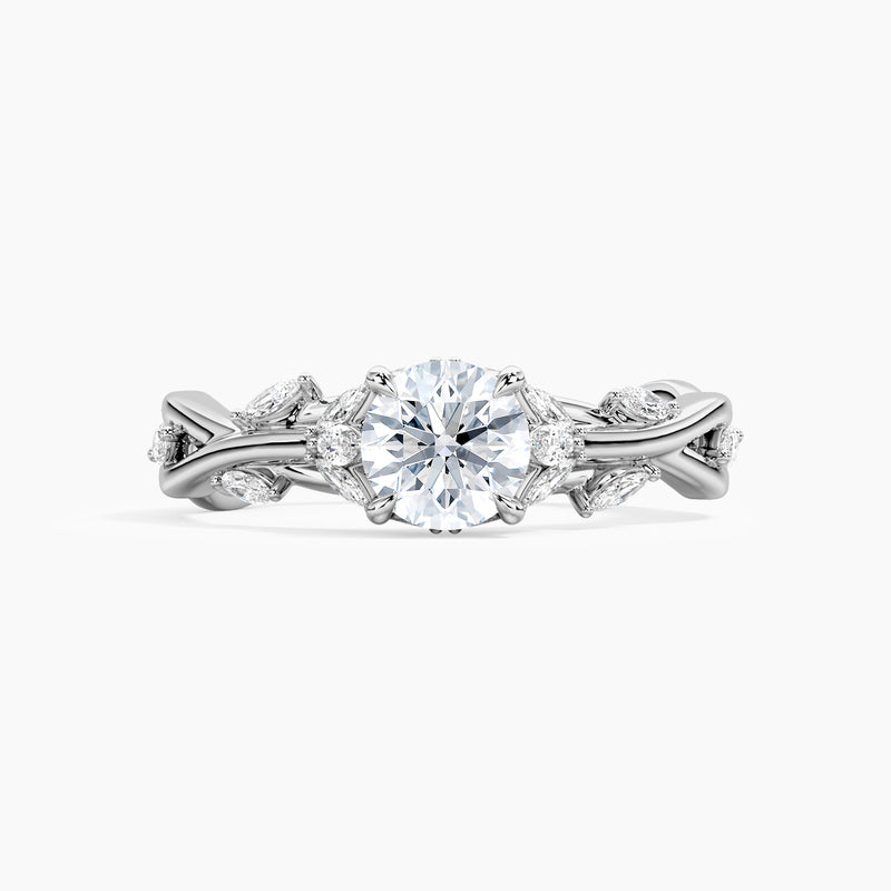 Nature Inspired Round Diamond Twisted Vine Engagement Ring