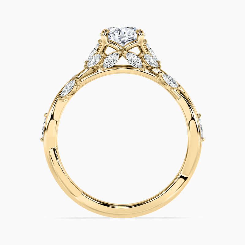 Nature Inspired Round Diamond Twisted Vine Engagement Ring