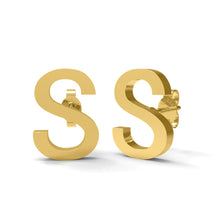 Load image into Gallery viewer, Initial &quot;S&quot; Monogram Stud Earring – Sterling Silver

