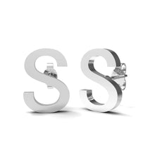 Load image into Gallery viewer, Initial &quot;S&quot; Monogram Stud Earring – Sterling Silver
