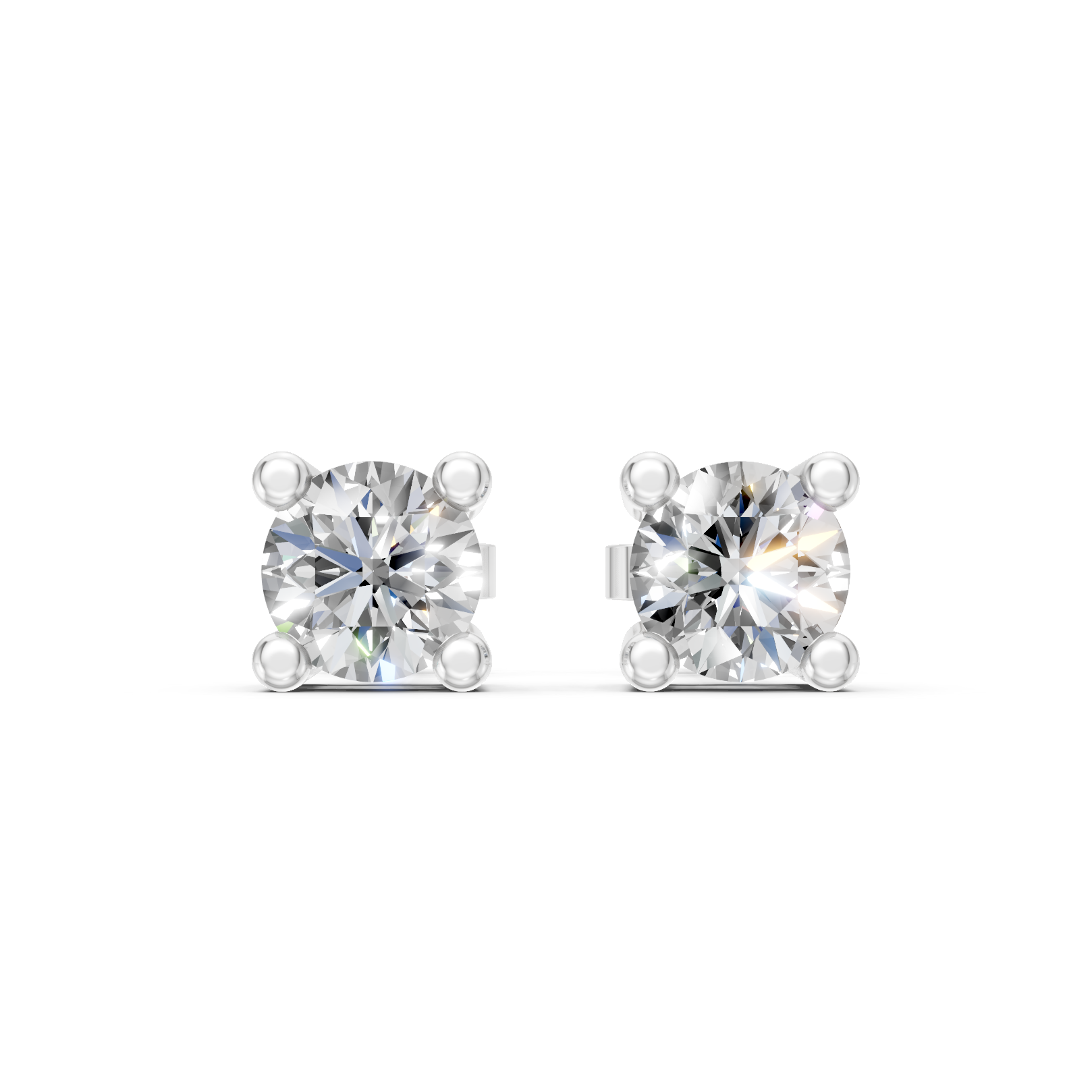 Lab Grown Diamond 0.50 CTW Solitaire Stud Earrings-925 Sterling Silver