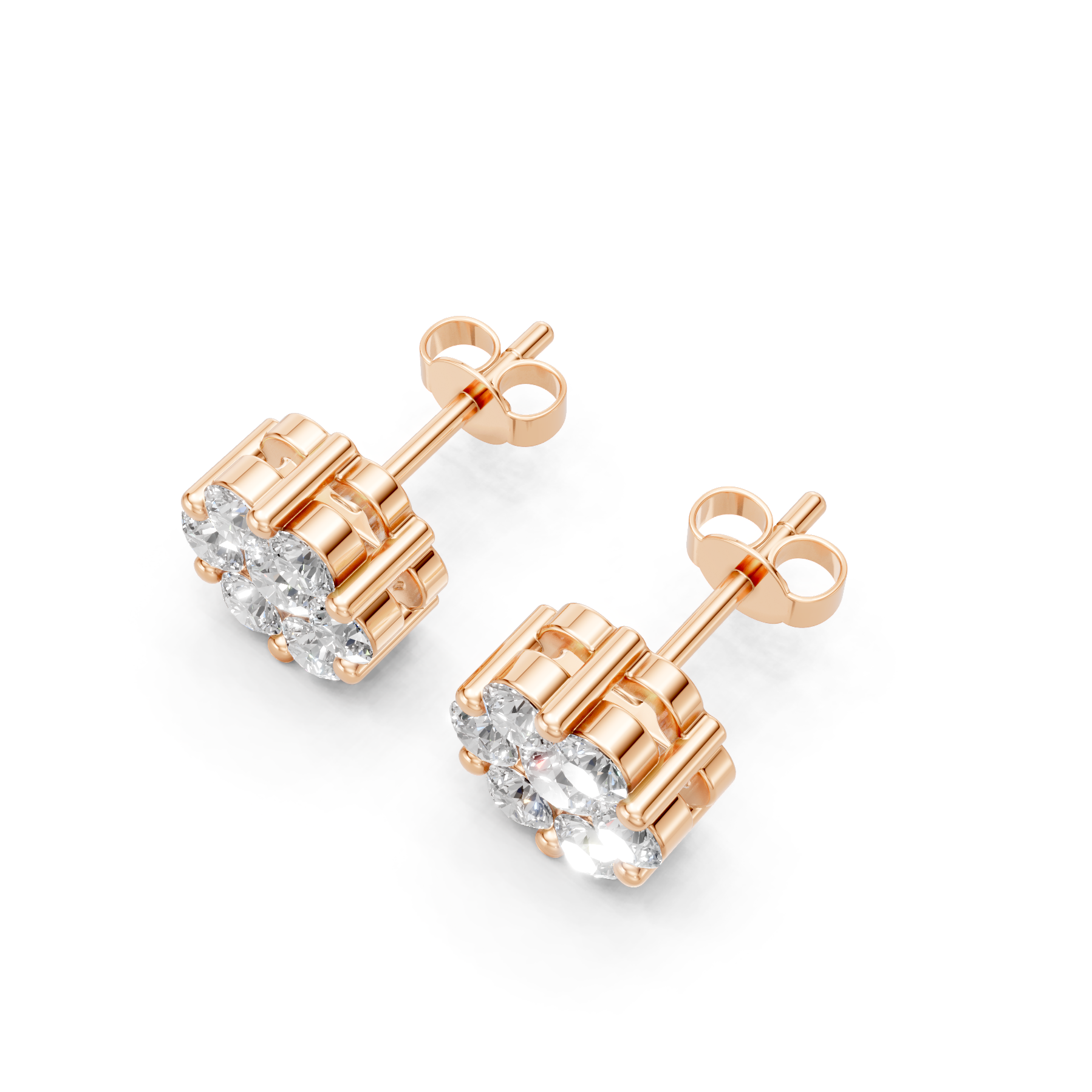 Lab Grown Diamond 0.95 CTW Cluster Stud Earrings-925 Sterling Silver