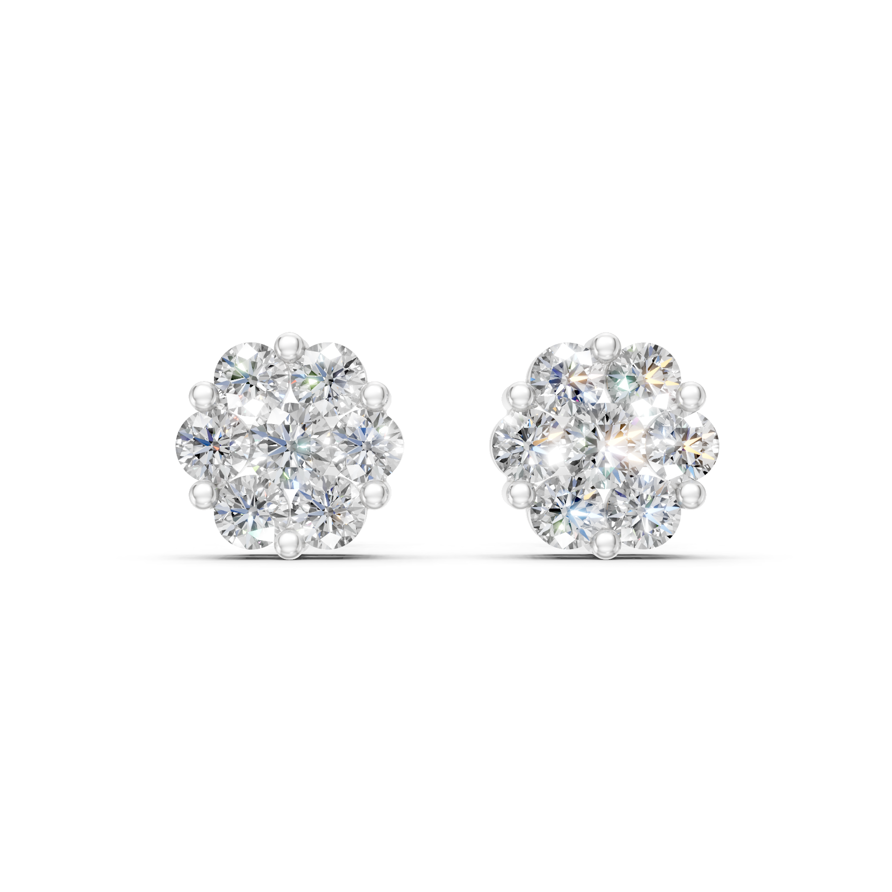 Lab Grown Diamond 0.95 CTW Cluster Stud Earrings-925 Sterling Silver