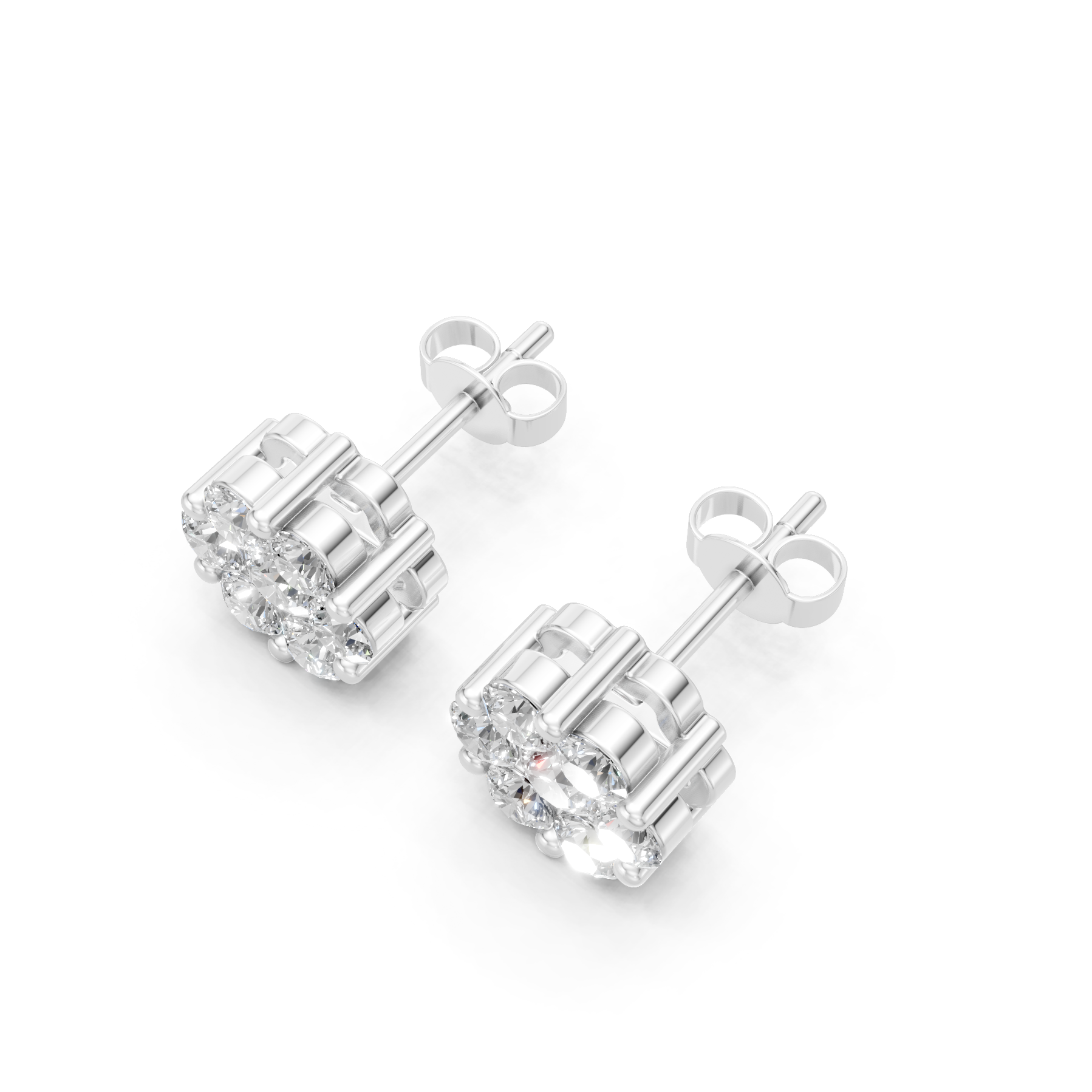 Lab Grown Diamond 0.95 CTW Cluster Stud Earrings-925 Sterling Silver