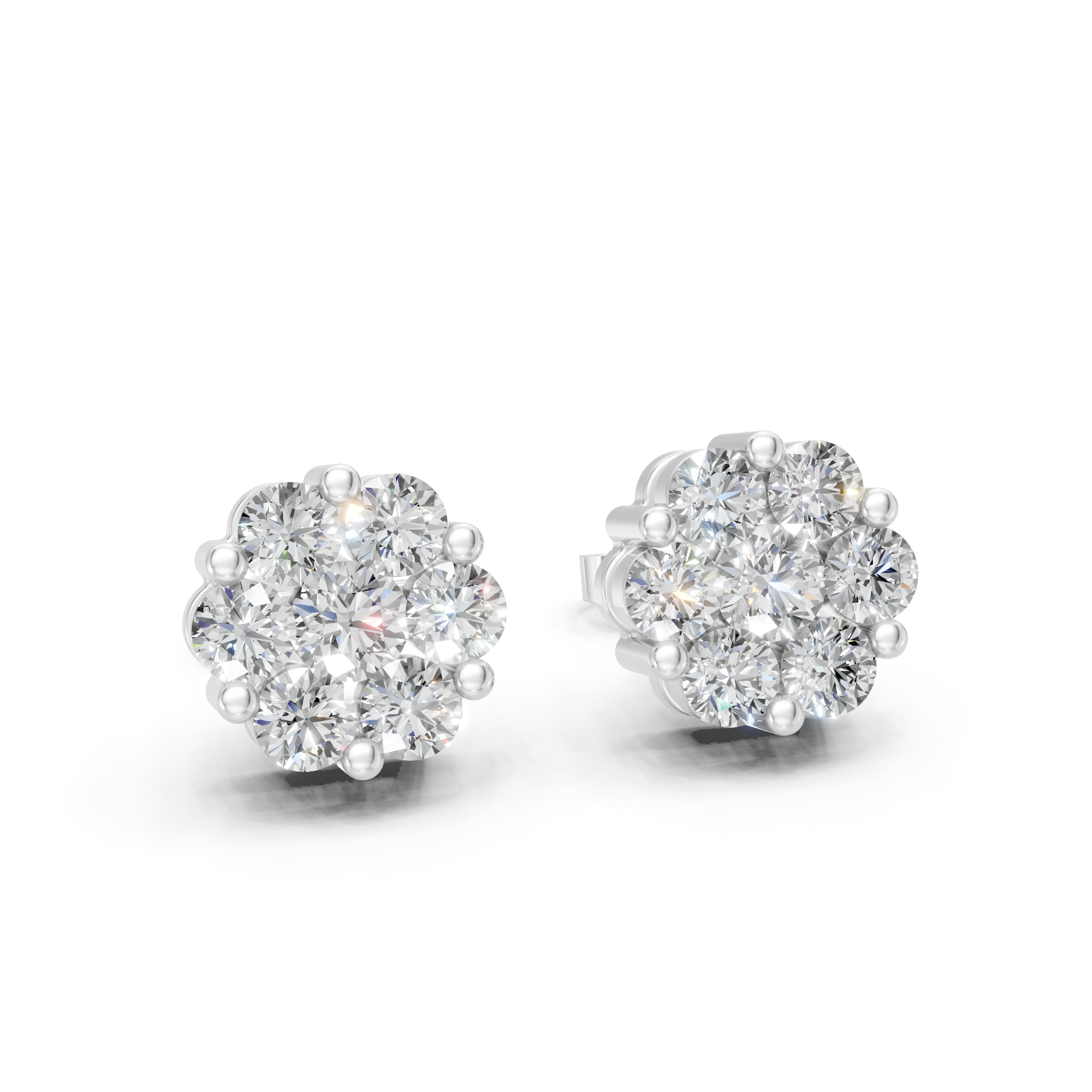 Lab Grown Diamond 0.95 CTW Cluster Stud Earrings-925 Sterling Silver