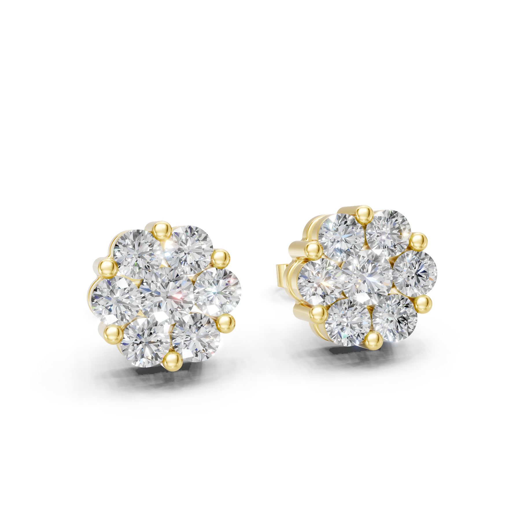 Lab Grown Diamond 0.95 CTW Cluster Stud Earrings-925 Sterling Silver