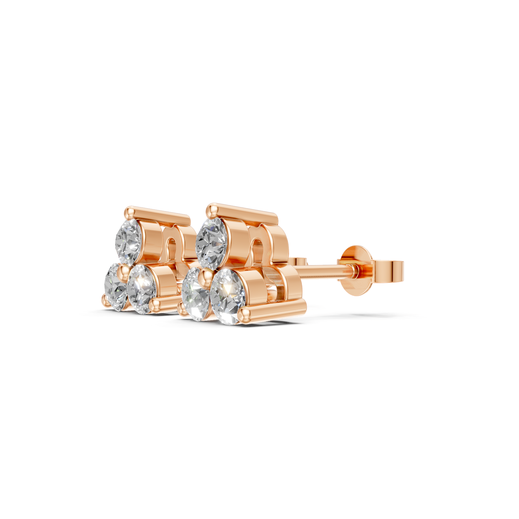 Lab Grown Diamond 0.60 CTW Tri-Stone Stud Earrings-925 Sterling Silver