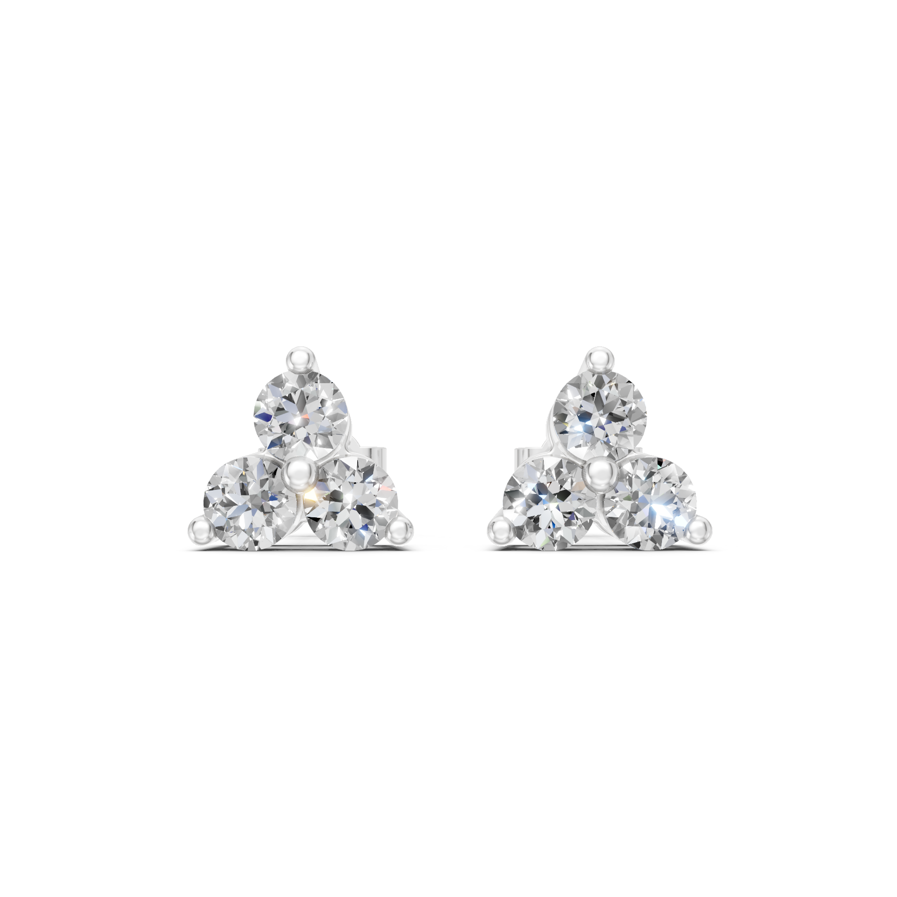 Lab Grown Diamond 0.60 CTW Tri-Stone Stud Earrings-925 Sterling Silver