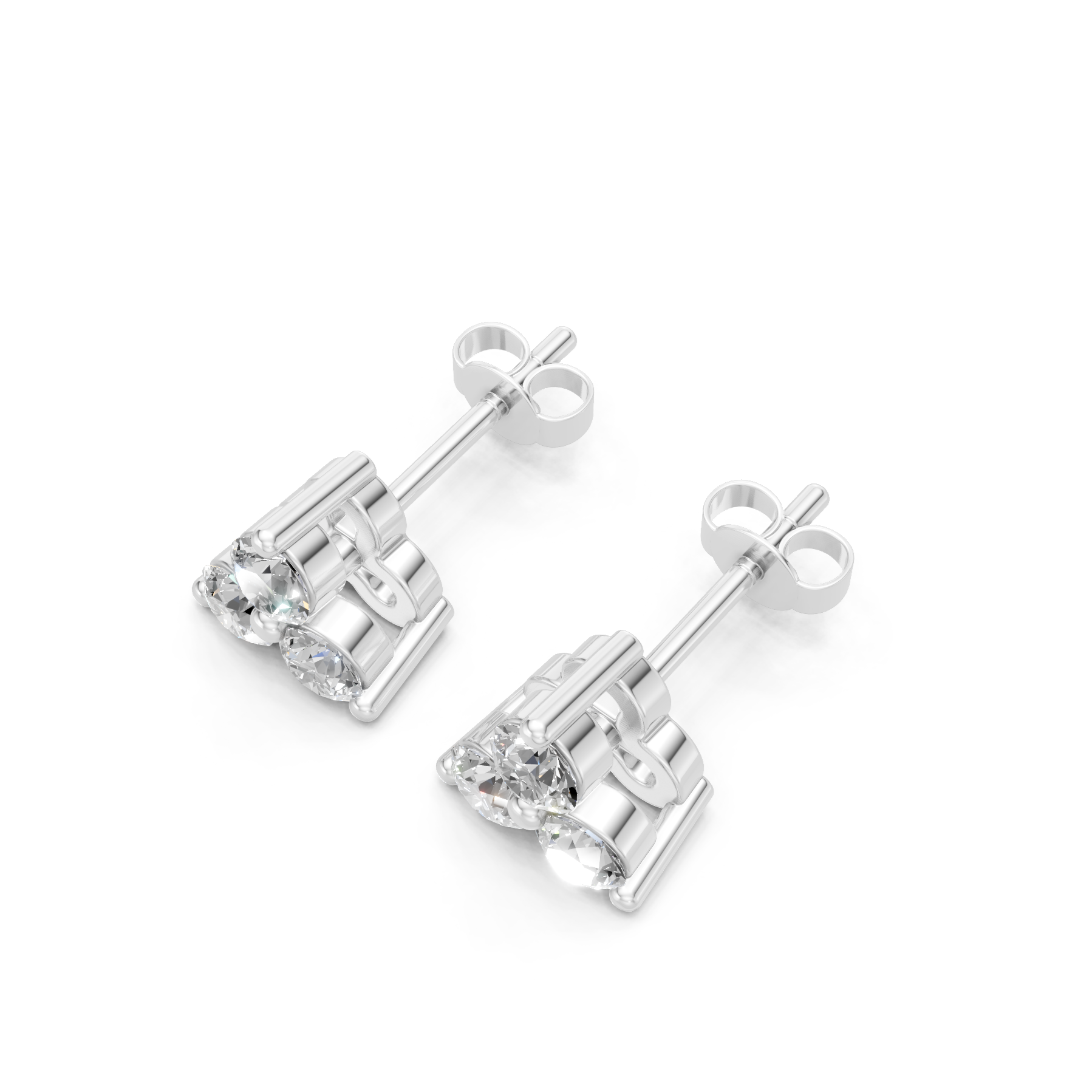 Lab Grown Diamond 0.60 CTW Tri-Stone Stud Earrings-925 Sterling Silver