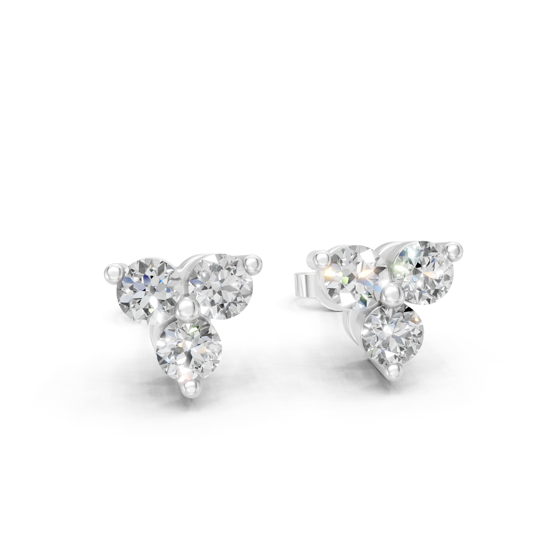 Lab Grown Diamond 0.60 CTW Tri-Stone Stud Earrings-925 Sterling Silver