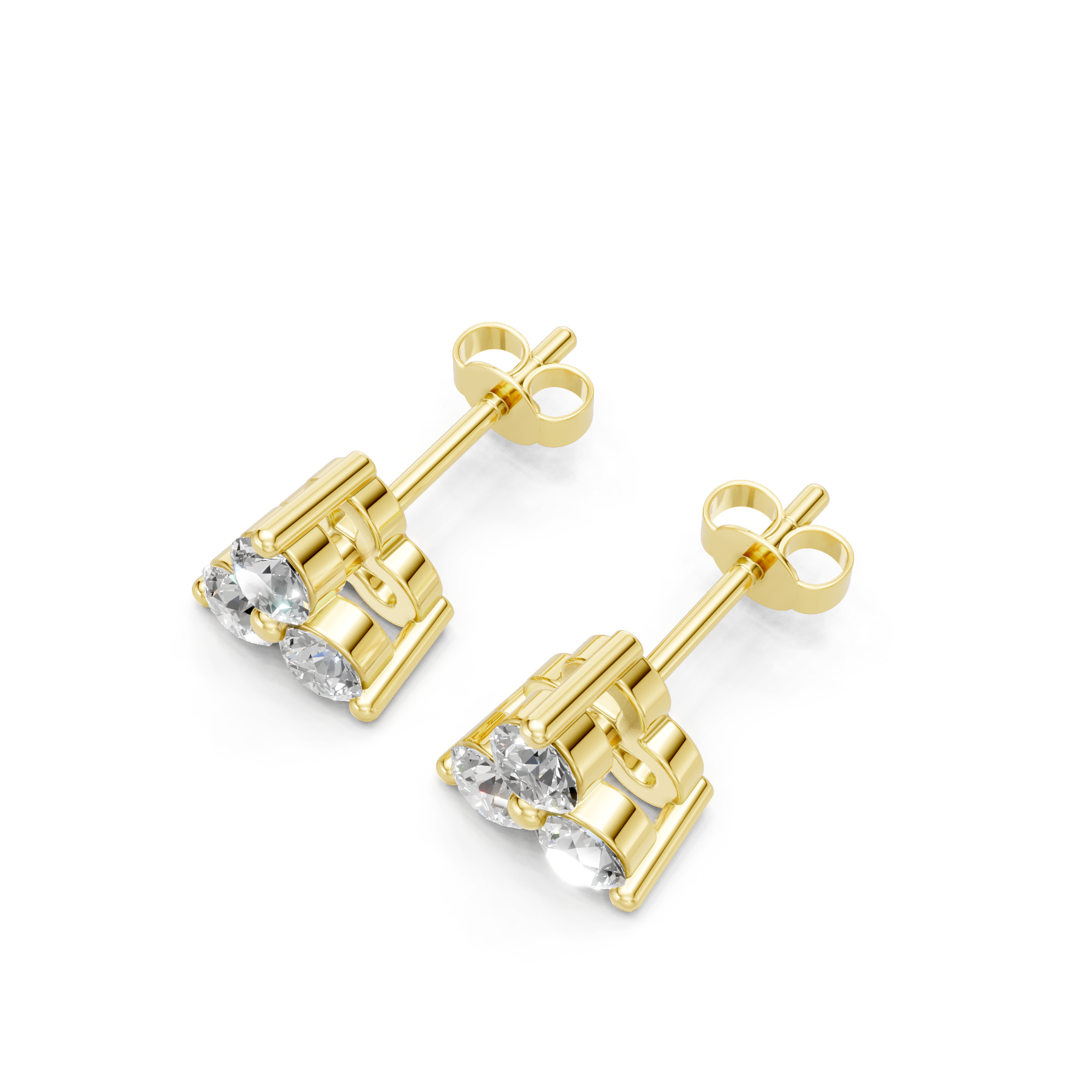 Lab Grown Diamond 0.60 CTW Tri-Stone Stud Earrings-925 Sterling Silver