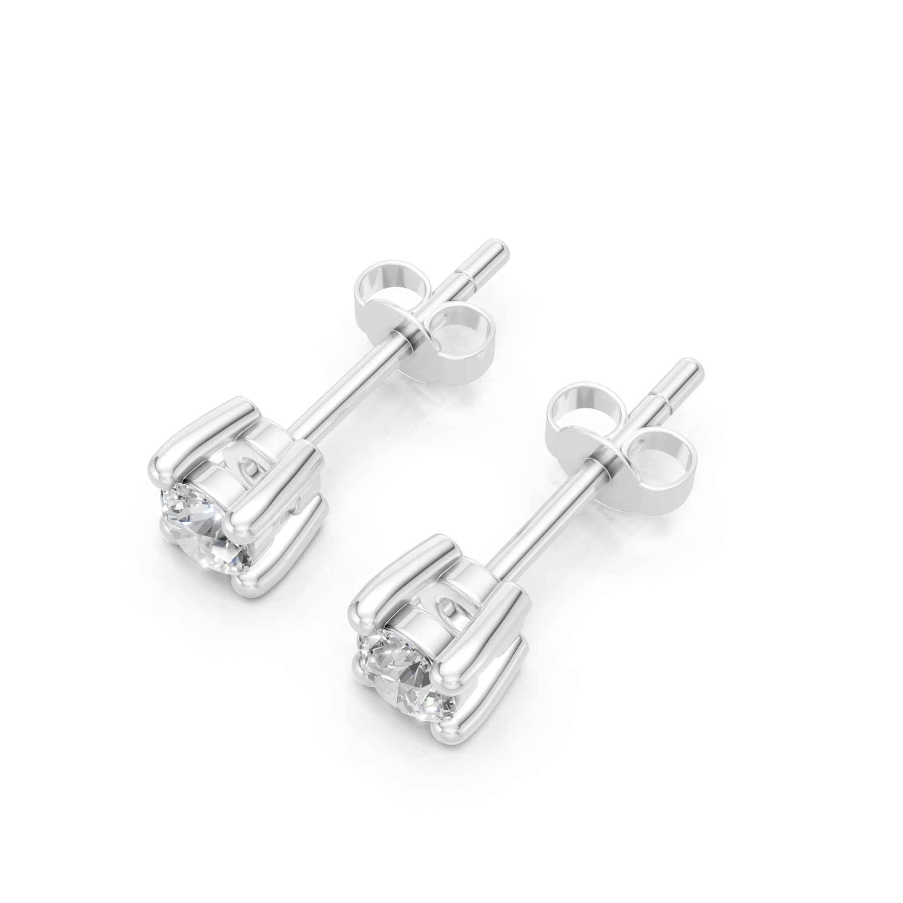 Lab Grown Diamond 0.20 CTW Solitaire Stud Earrings-925 Sterling Silver