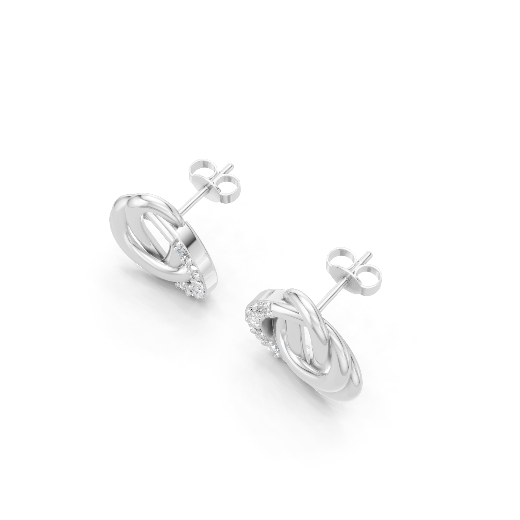 Lab Grown Diamond 0.40 CTW Intertwined Knot Stud Earrings-925 Sterling Silver