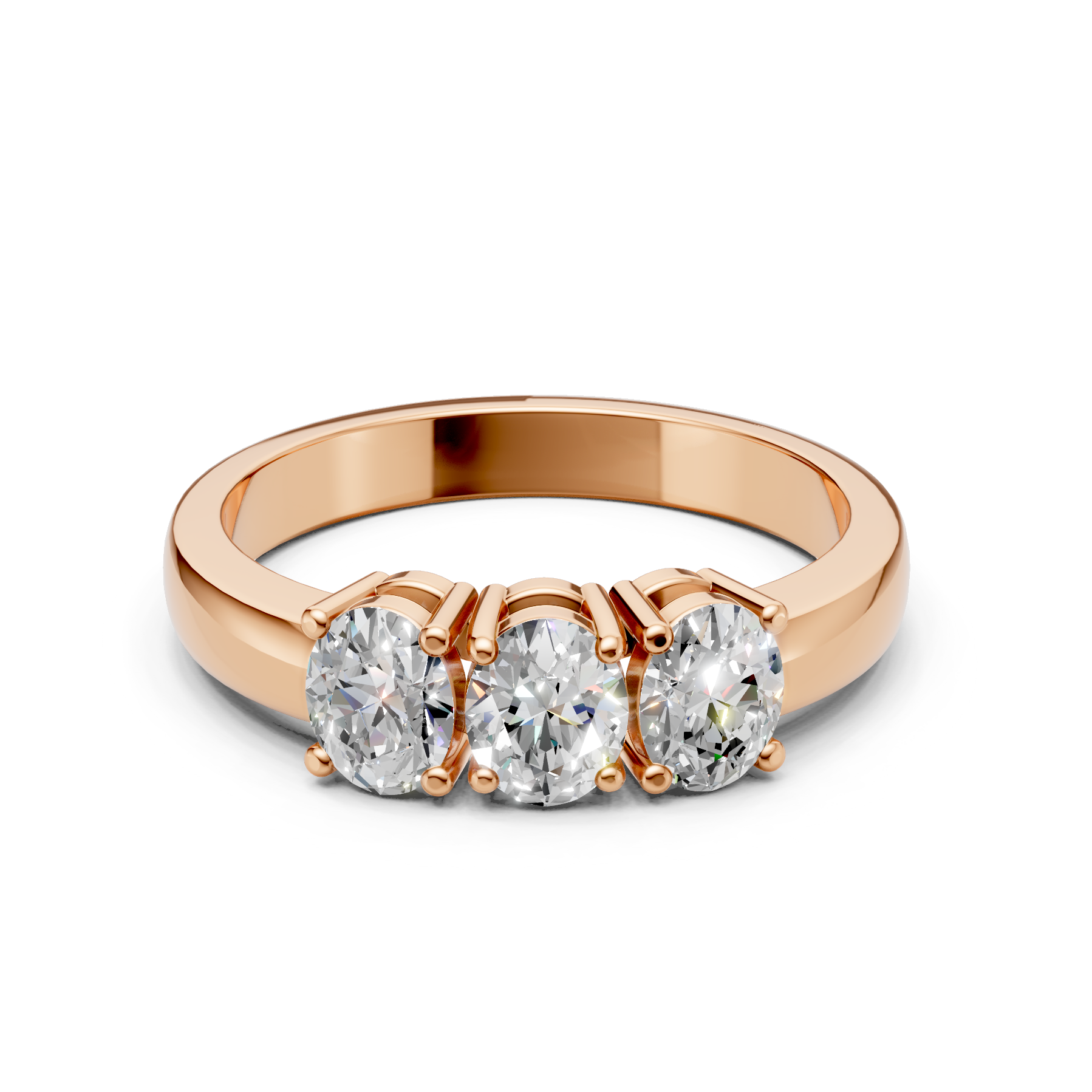 Lab Grown Diamond Oval 0.75 CTW Three Stone Ring- Sterling Silver