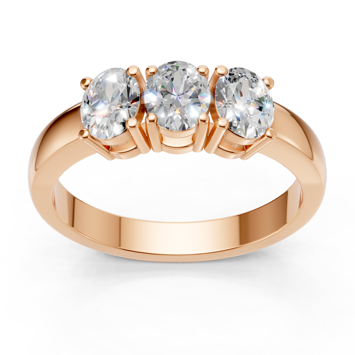 Lab Grown Diamond Oval 0.75 CTW Three Stone Ring- Sterling Silver