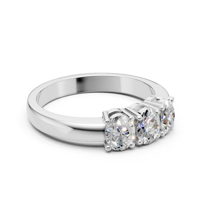 Lab Grown Diamond Oval 0.75 CTW Three Stone Ring- Sterling Silver