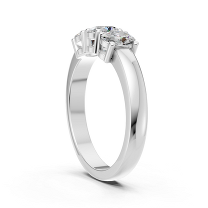 Lab Grown Diamond Oval 0.75 CTW Three Stone Ring- Sterling Silver