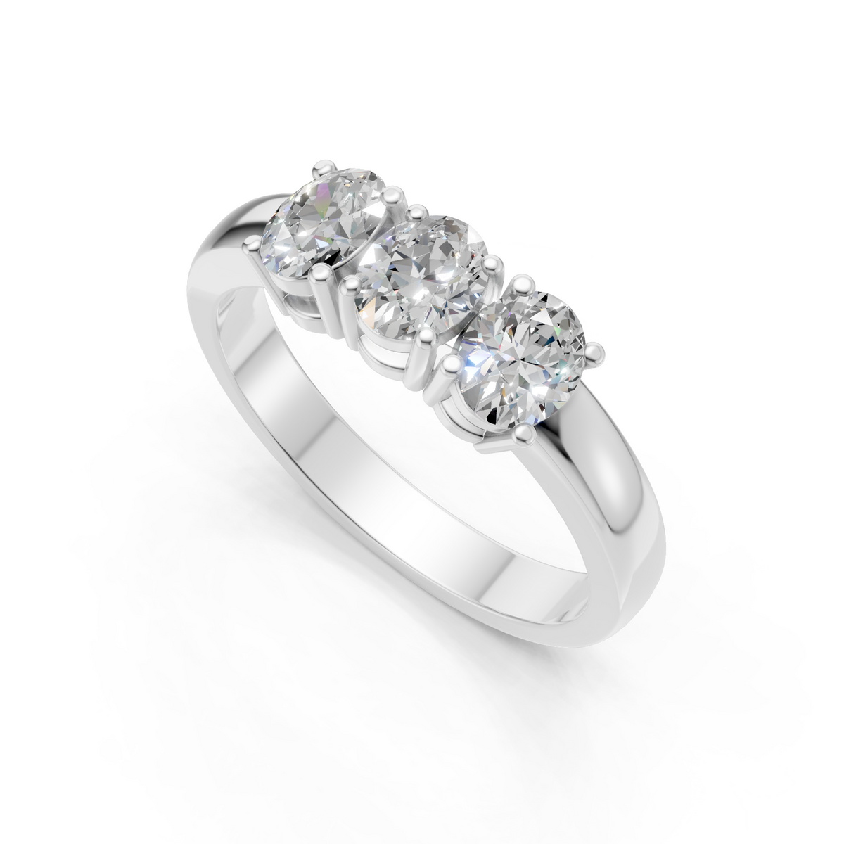 Lab Grown Diamond Oval 0.75 CTW Three Stone Ring- Sterling Silver