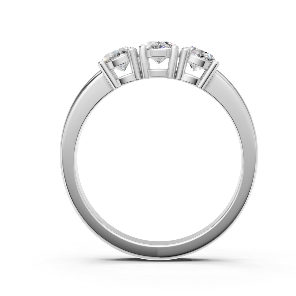 Lab Grown Diamond Oval 0.75 CTW Three Stone Ring- Sterling Silver