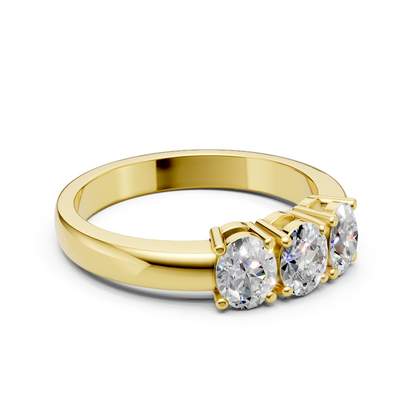 Lab Grown Diamond Oval 0.75 CTW Three Stone Ring- Sterling Silver