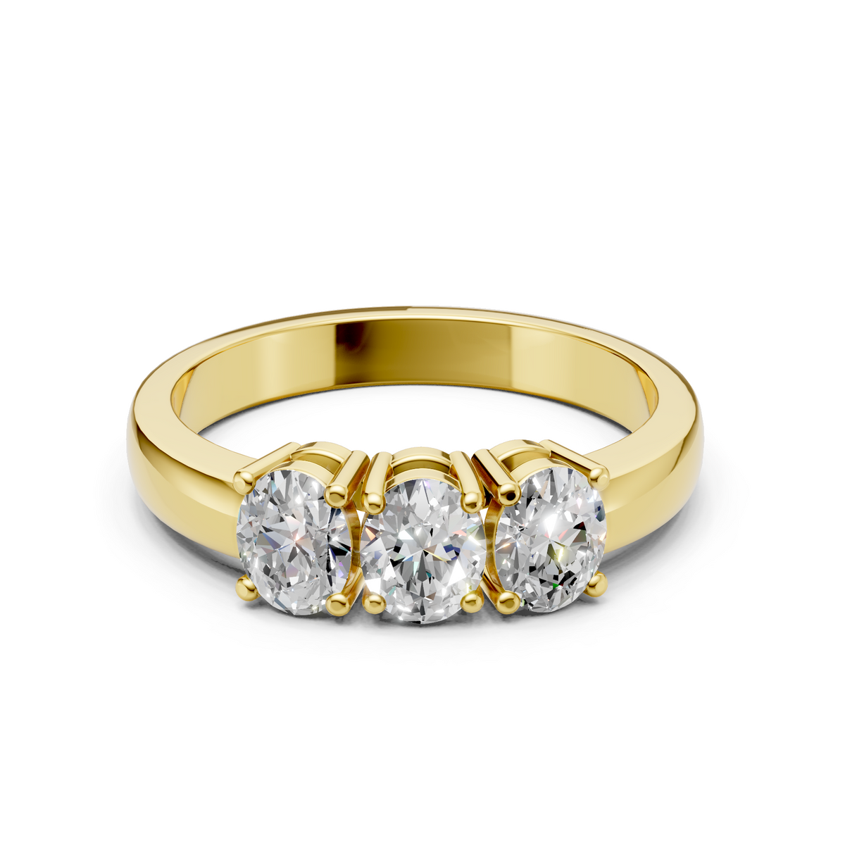 Lab Grown Diamond Oval 0.75 CTW Three Stone Ring- Sterling Silver