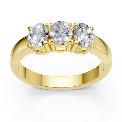 Lab Grown Diamond Oval 0.75 CTW Three Stone Ring- Sterling Silver