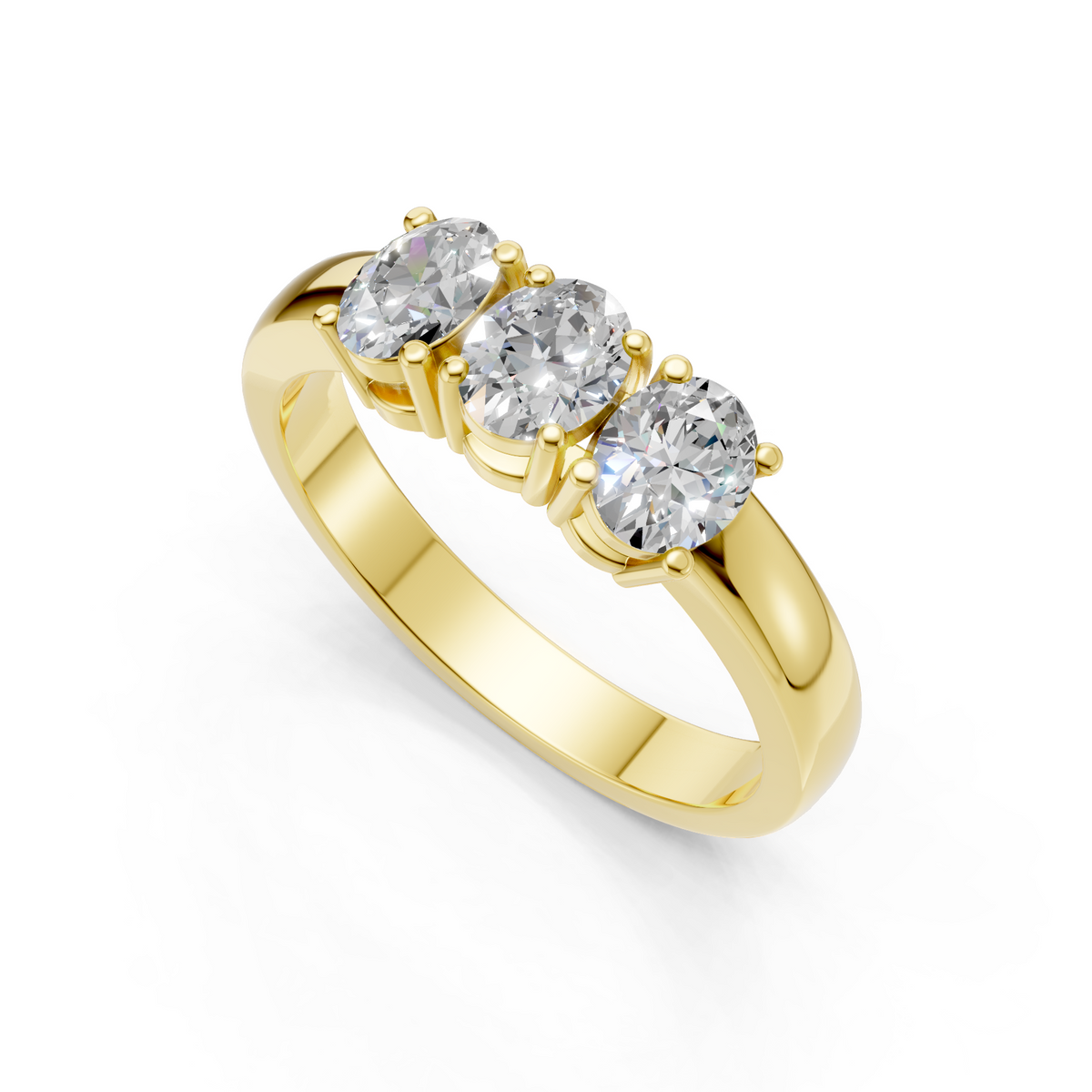 Lab Grown Diamond Oval 0.75 CTW Three Stone Ring- Sterling Silver