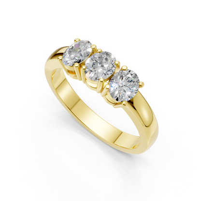 Lab Grown Diamond Oval 0.75 CTW Three Stone Ring- Sterling Silver