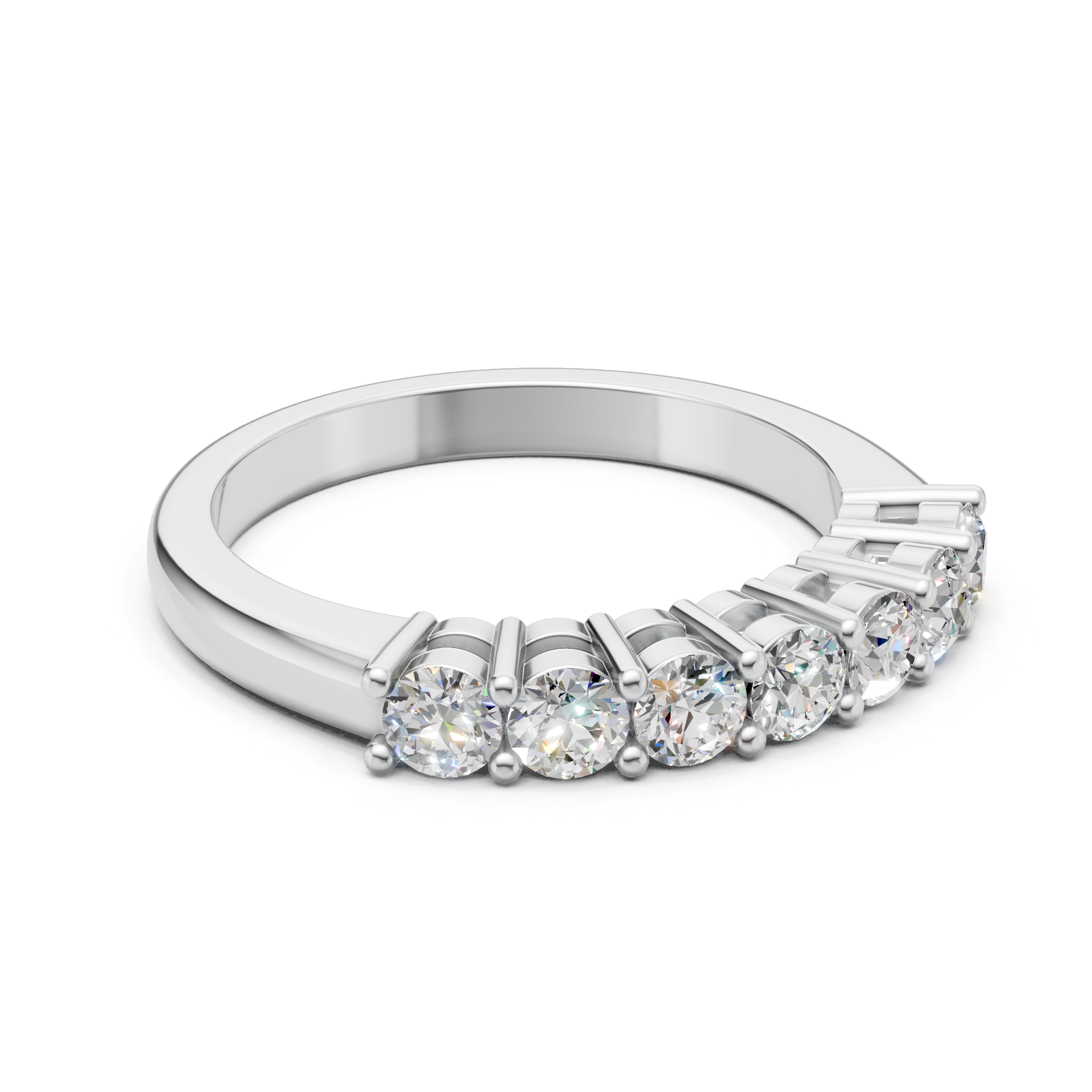 Lab Grown Diamond 0.70 CTW Half Eternity Ring- Sterling Silver