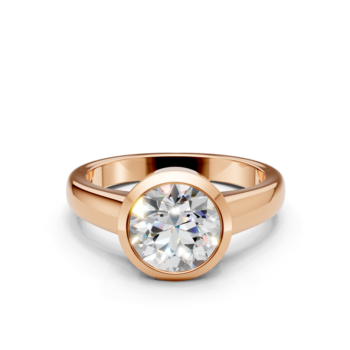 Lab Grown Diamond 2.00 CTW Bezel Set Solitaire Ring- Sterling Silver