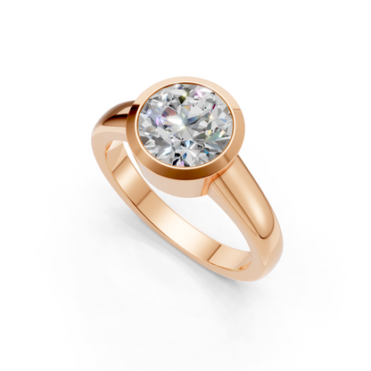 Lab Grown Diamond 2.00 CTW Bezel Set Solitaire Ring- Sterling Silver