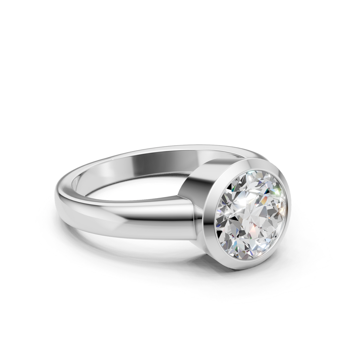 Lab Grown Diamond 2.00 CTW Bezel Set Solitaire Ring- Sterling Silver