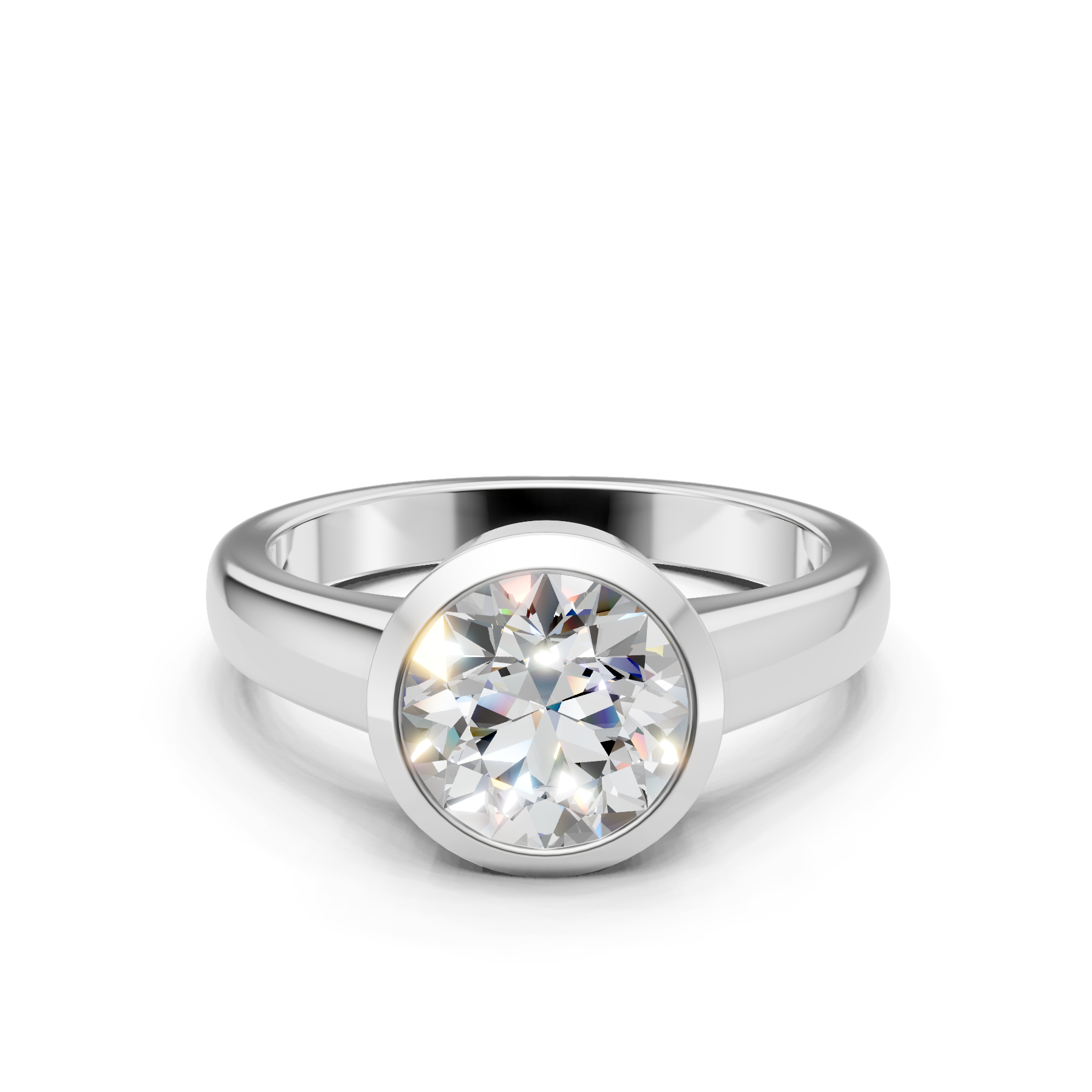 Lab Grown Diamond 2.00 CTW Bezel Set Solitaire Ring- Sterling Silver