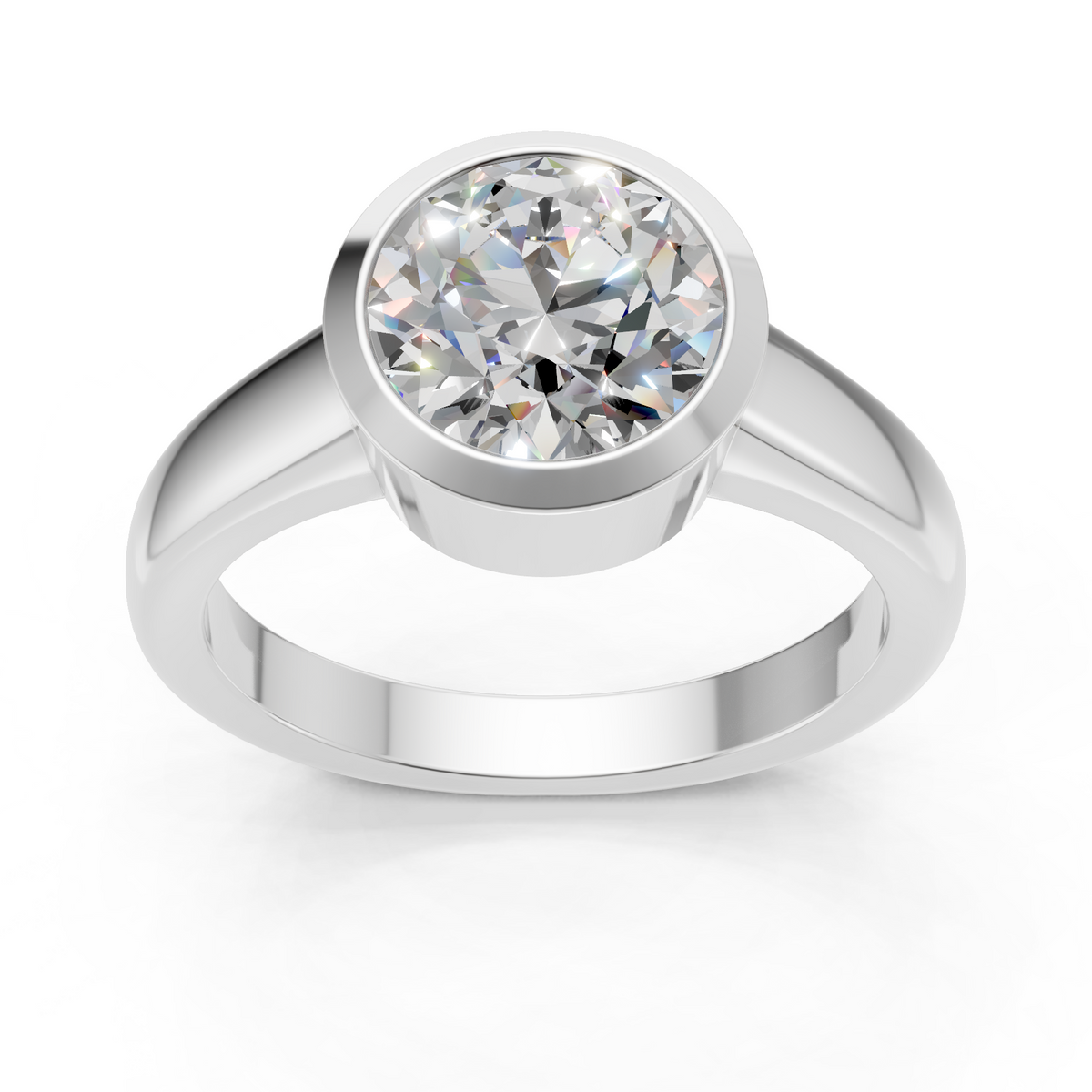 Lab Grown Diamond 2.00 CTW Bezel Set Solitaire Ring- Sterling Silver