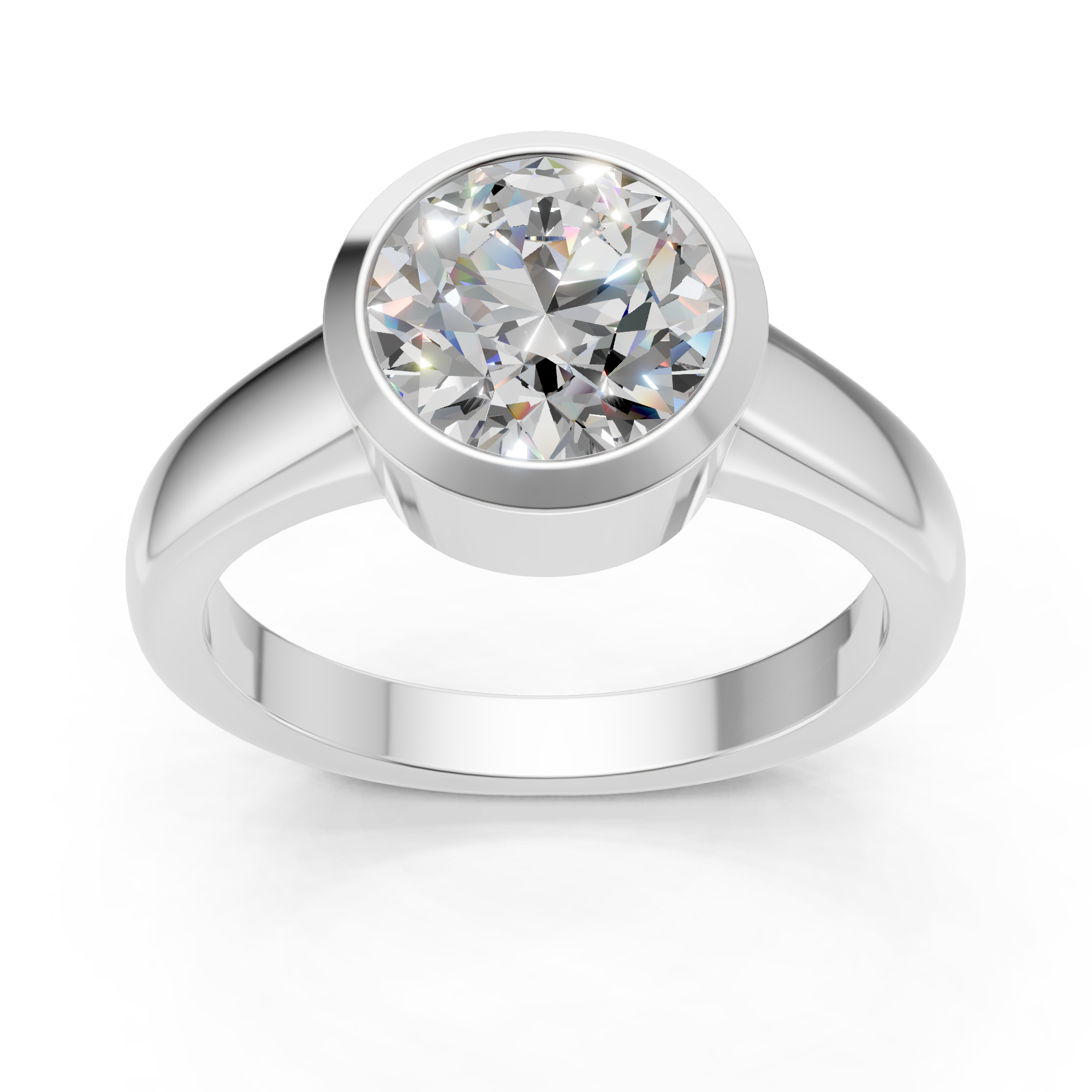 Lab Grown Diamond 2.00 CTW Bezel Set Solitaire Ring- Sterling Silver