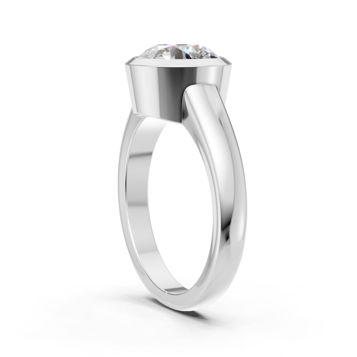 Lab Grown Diamond 2.00 CTW Bezel Set Solitaire Ring- Sterling Silver