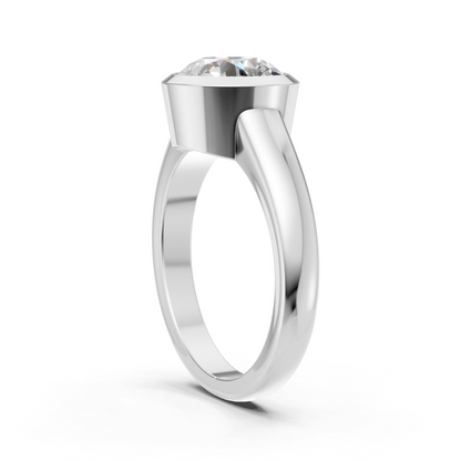 Lab Grown Diamond 2.00 CTW Bezel Set Solitaire Ring- Sterling Silver