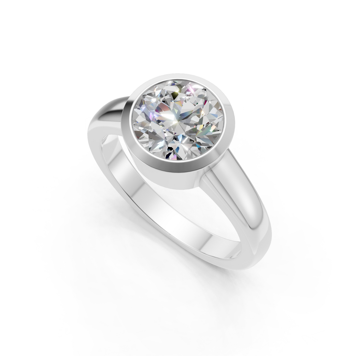 Lab Grown Diamond 2.00 CTW Bezel Set Solitaire Ring- Sterling Silver